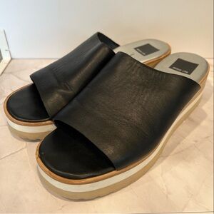 Dolce Vita Freta Black Wedge Slide Sandals Size 9